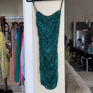 FASHION NOVA Hunter Green Sequin Mini Dress